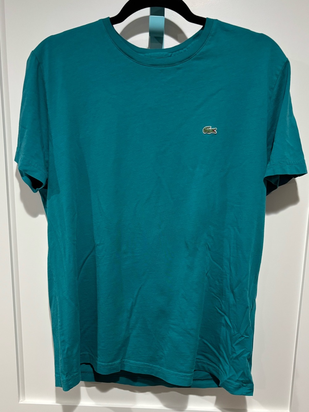 Lacoste Pima Cotton T-Shirt Men’s L Teal Blue Crewneck Embroidered Crocodile